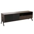 B-Ware TV-Rack MCW-O40, 2 Schubladen Türen Staufächer, MDF Metall, Walnuss-Optik