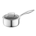 Edelstahl Stieltopf mit Glasdeckel ARISTO 16 cm 1L | Antihaftbeschichtung mit...