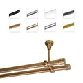 MDEKOR Gardinenstange 480 cm 2-läufig | Vorhangstange für die Deckenmontage Kupfer aus Metall | Gardinenstangenset Ø 19mm