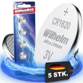 5 x CR1620 CR 1620 WILHELM Lithium Knopfzelle 3V 70mAh ø16x2,0mm Batterie DL1620, 6620
