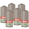 Bolsius – Essentials – glatte Stumpenkerze – Taupe – 13 cm – 6 Stück - Dekorative Kerzen – Enthält natürliches Pflanzenwachs – Ohne Palmöl