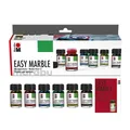 Marabu 1305000000087 - Easy Marble Starter Set, Marmorierfarbe zum kinderleichten Tauchmarmorieren von Kunststoff, Glas, Holz, Styropor und flächigen Marmorieren von Papier, 6 x 15 ml Grundfarben