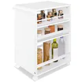 bomoe Nischenwagen Servierwagen auf Rollen mit 3 verstellbaren Ebenen & FSC® Holz Küchenwagen mit Arbeitsplatte – freistehender Universal Rollwagen Küche Bad Büro 50x38x79 cm Weiß Bengt