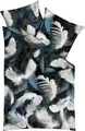 Kaeppel Mako Satin 135x200cm Digitaldruck Bettwäsche 2 tlg. Wolf Urwald Federn Abstrakt Baumwolle, Farbe:Federn