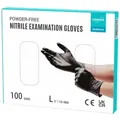 EUROPAPA Nitril-Handschuhe Medical Einmalhandschuhe Untersuchungshandschuhe (100 Stück, puderfrei ohne Latex, Gummihandschuhe) unsteril latexfrei disposible gloves schwarz L