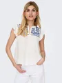 ONLY Rüschentop ONLVESTINE S/S TOP WVN NOOS Viskose, loose fit, Rundhals
