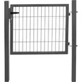 Gartentor Tor für Gartenzaun Garten Zaun 80 cm hoch Gartentür aus Metall für Stabmattenzaun Abschließbar inkl. Pfosten Anthrazit V2Aox - Grau
