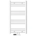 LuxeBath Badheizkörper Design Heizkörper Handtuchtrockner Badezimmer Heizung für Handtücher, Handtuchwärmer Sahara Mittelanschluss + Thermostat gerade weiß 80 cm x 3 cm
