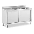 Royal Catering RC-IKS01 Spülenschrank 2 Becken Edelstahl 500 x 400 x 300 mm Spülenunterschrank Spülschrank