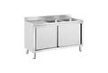Royal Catering Spülenschrank 140 x 70 x 95 cm Spülenunterschrank Edelstahl 2 Becken je 50x40x30 cm verschiedene Größen