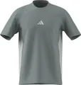 adidas Men's Essential Three Stripes Single Jersey Tee, Wonder Sage/White, L