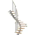 Dolle Mittelholmtreppe Hamburg Buche Perlgrau GH bis 279 cm 1/2gew. 75 cm FSC®