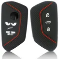 FOAMO Autoschlüssel Hülle Kompatibel mit VW, SEAT, Skoda, Cupra - Silikon Schlüsselhülle - Schutz für Autoschlüssel (Don't Touch My Key Rot)