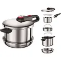 Tefal Topf-Set Ingenio Emotion Topfset 6 tlg, Griff abnehmbar, Schnellkochtopf Set, Edelstahl 18/10 (Pfanne, Bratpfannen Set, Pfannenset)
