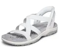Skechers Damen Reggae Slim-Stretch Flex Hands Free Slip-Ins Sandalen, Weiss/opulenter Garten, 39 EU