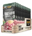 Belcando Finest Selection Truthahn mit Amaranth & Erbsen | 12 x 125 g | Feuchtnahrung für ausgewachsene Hunde | Saftiges Truthahnfleisch schonend im Portionsbeutel gegart
