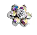 Taffstyle Piercing-Implantat Dermal Piercing Aufsatz Kugel Glitzer Ferido Blume, Dermal Anchor Skin Diver Anker Aufsatzkugel Ball Flach Stecker Strass
