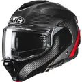 Motorrad Klapp Helm XXL - HJC F100 Carbon Stan - schwarz-rot