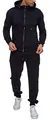 Reslad Trainingsanzug Herren Jogginganzug für Männer Sportanzug Freizeitanzug Jogginghose + Zip Sweatshirt Oberteil RS-5063 Schwarz S