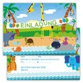 Partycards Einladungskarten Kindergeburtstag Mädchen und Junge, 12 Stck, Postkartenformat A6, Einladungskarten Geburtstag, Einladungskarten Kindergeburtstag Junge