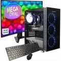 GAMEMAX Gaming PC Draco XD Komplett SET Ryzen 5 5500 32GB RAM 1TB SSD RTX 5050 Windows 11 + MSI MAG 32C6 Monitor Curved 80cm (32") + Zubehör - Schwarz