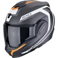 Motorrad Klapphelm M - Scorpion EXO-Tech Evo Carbon Cosy schwarz-orange matt