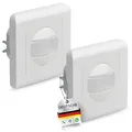 Oktaplex Ela 2er Set Bewegungsmelder Unterputz 160° Infrarot-Sensor 9m Reichweite 230V Hohlwanddose weiß mit Dämmerungssensor