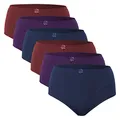 Celodoro Damen Taillenslip (6er Pack) Microfaser-Slip mit Stickerei - Berrytöne 40-42