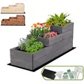 Modo24 Hochbeet ZP07 Kräuterbeet, Gartenbeet, Pflanzkasten, Blumenbeet, Gemüsegarten, für Garten und Terrasse, Kiefernholz Massivholz, Höhe 36 cm, 3 Farben beige|grau 30 cm x 36 cm x 93 cm