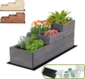 MODO24 Hochbeet Holz, Pflanzkasten, Massivholz, Kiefer, Kräuterbeet, Blumenkasten, Garten, Terrasse, 36x30x93 cm, Grau, ZP07