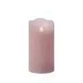 LED Echtwachs Kerze mit beweglicher Flamme Rustik-Optik H: 15cm Timer rosa