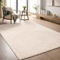 the carpet Elisa moderner Wohnzimmer Teppich, geometrisches Design, hohe Flordichte und angenehm weich, Beige, 160 x 220 cm