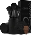 Luvia Cosmetics Kosmetikpinsel-Set PRIME VEGAN PRO - BLACK, 15 tlg., Mit 12 Pinseln aus Nurai-Haar, Schwamm und Reinigungsmatte, vegan.