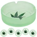 6x Glasaschenbecher Glow in the Dark Canabis-Design Aschenbecher Ø10,5 Leuchtend