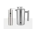 GRØNENBERG French Press Kanne Spar Set 1: Manuelle Kaffeemühle + French Press (350, 600, 1000ml), Edelstahl Kaffeebereiter mit Thermo Effekt & inkl. Ersatz Filter