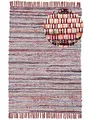 carpetfine Flachgewebeteppich Kelim Chindi Rot 60x110 cm | Moderner Teppich für Wohn- und Schlafzimmer