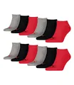 PUMA 12 Paar Sneaker Invisible Socken Gr. 35-49 Unisex für Damen Herren Füßlinge, Farbe:232 - black/red, Socken & Strümpfe:35-38