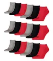 PUMA unisex Sneaker Socken Kurzsocken Sportsocken 261080001 18 Paar, Farbe:Mehrfarbig, Menge:18 Paar (6x 3er Pack), Größe:35-38, Artikel:-232 black / red