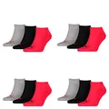 PUMA 12 Paar Sneaker Invisible Socken Gr. 35-49 Unisex für Damen Herren Füßlinge, Farbe:232 - black/red, Socken & Strümpfe:35-38