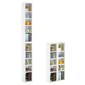 CARO-Möbel CD DVD Blueray Regal Chart in Weiß – Zweiteiliges Medienregal, Aufbewahrung, CD-Ständer mit 10 Fächern für bis zu 160 CDs, 20x187 cm (B x H)