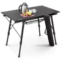 AREBOS Campingtisch faltbar 120x70 cm | Höhenverstellbar 58–78 cm, Schwarz - Schwarz