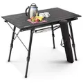 Arebos Campingtisch faltbar 120 x 70 cm | Klapptisch höhenverstellbar 58-78 cm | Camping Zubehör, Garten, Grill, Picknick | Camping Tisch klappbarer Falttisch | Reisetisch inkl. Tragetasche | Schwarz