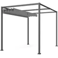 Pergola Pavillon Terrassenüberdachung mit Schiebedach Polyester Grau
