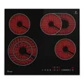 Glaskeramik Elektro Kochfeld 60cm 4 Zonen Platten Autark mit Rahmen Bräterzone