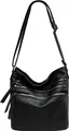 Caspar TS1071 sportlich elegante mittelgroße Damen Crossbody Bag Umhängetasche, Farbe:schwarz, Accessoires One Size:One Size
