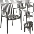 tectake Gartenstuhl Balkonstuhl, stapelbar, Belastbarkeit 120 kg, 54,5 x 58 x 80,5 cm, (Terrassenstuhl Alcudia für Außen in Antrazit, 4 St), wetterfest und UV-beständig, pflegeleicht, rutschfeste Gummischoner grau 54,50 cm x 80,50 cm x 58,00 cm
