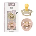 BIBS Colour Schnuller 2er-Pack, BPA-frei, Kirschform Nippel. Naturkautschuk/Latex, Hergestellt in Dänemark. Größe 1 | 0+ Monate | 2-Pack, Vanilla/Blush