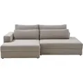 Ecksofa - 224 x 149 cm - Greige - Cord - mit Ausziehfunktion und Bettkasten