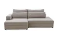 Iwaniccy Ecksofa SPLASH, Greige, Cordbezug, mit Rückenkissen, Ausziehfunktion, Bettkasten, B 224 x T 149 cm