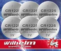 6 x CR1225 CR 1225 WILHELM Lithium Knopfzelle 3V 52 mAh ø12 x 2,5 mm Batterie DL1225